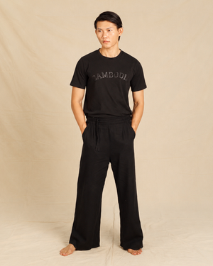 Wide Leg Linen Drawstring Pants
