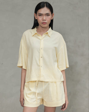 PRE-ORDER Cropped Oversized Linen Shirt