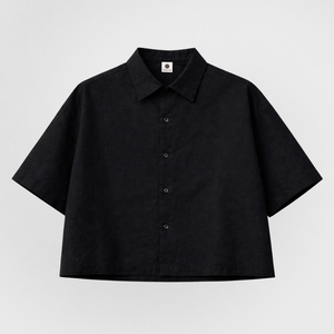 Cropped Oversized Linen Shirt