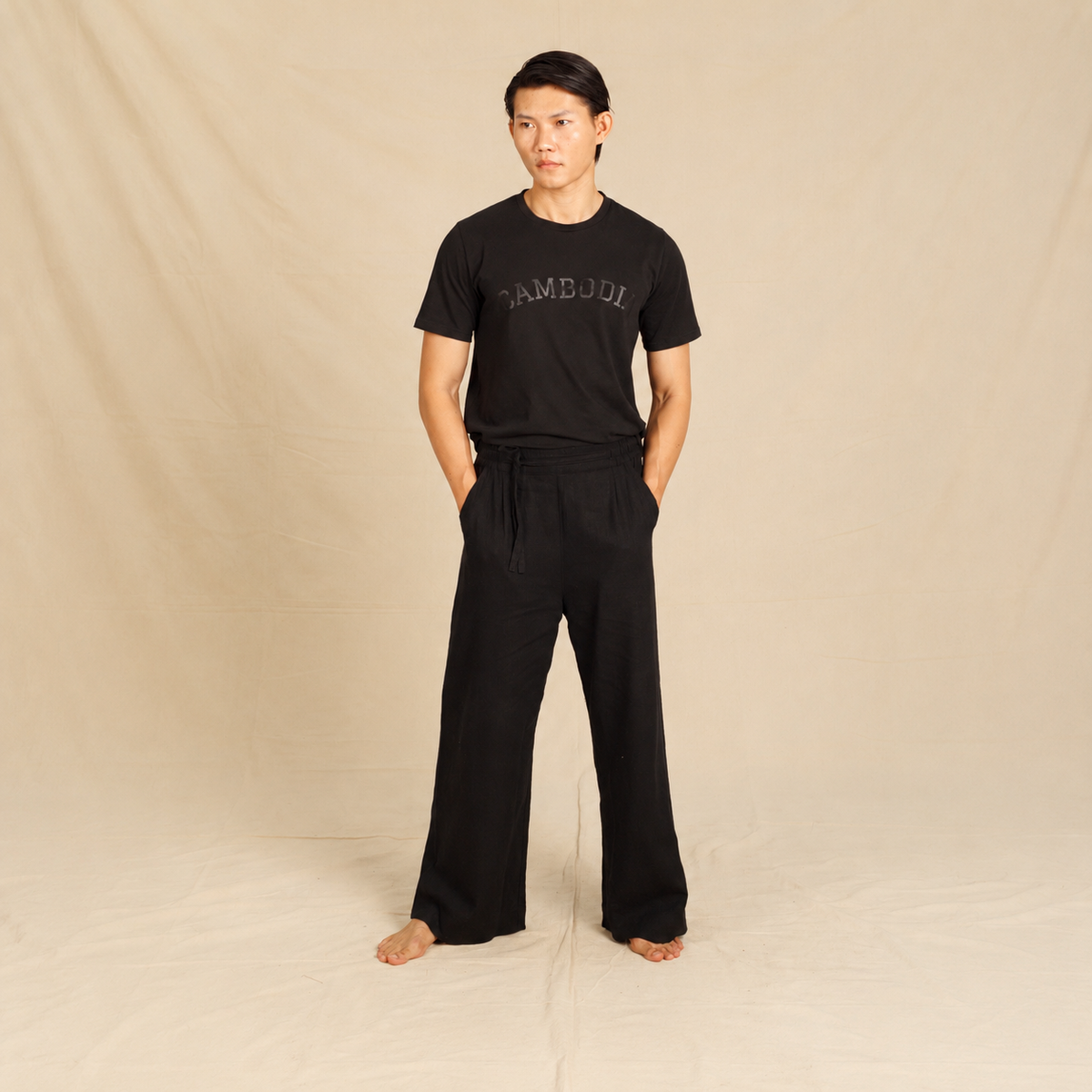 Wide Leg Linen Drawstring Pants