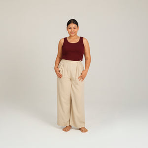 Wide Leg Linen Drawstring Pants