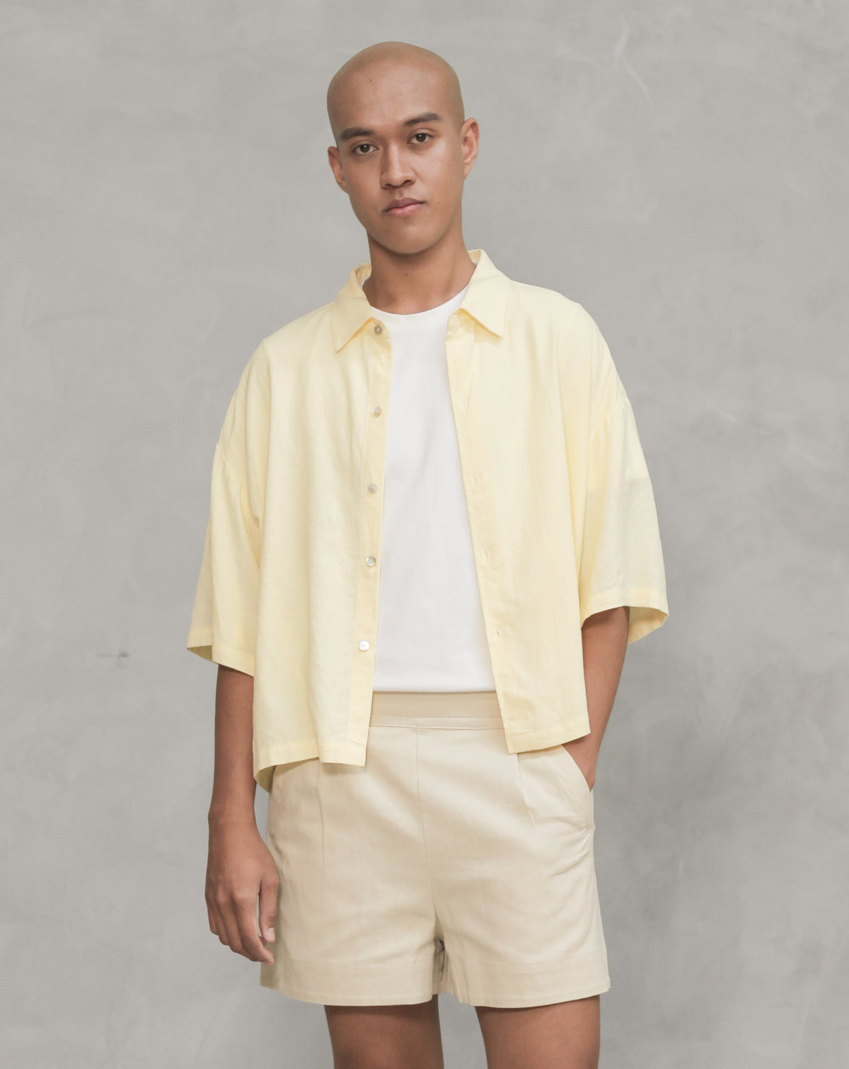 PRE-ORDER Cropped Oversized Linen Shirt