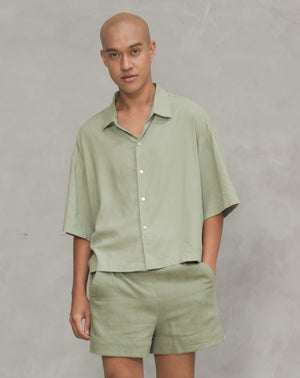 PRE-ORDER Cropped Oversized Linen Shirt