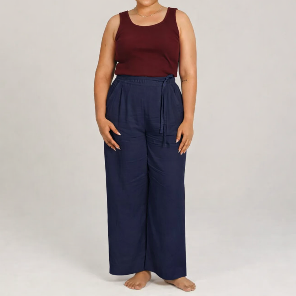 Wide Leg Linen Drawstring Pants