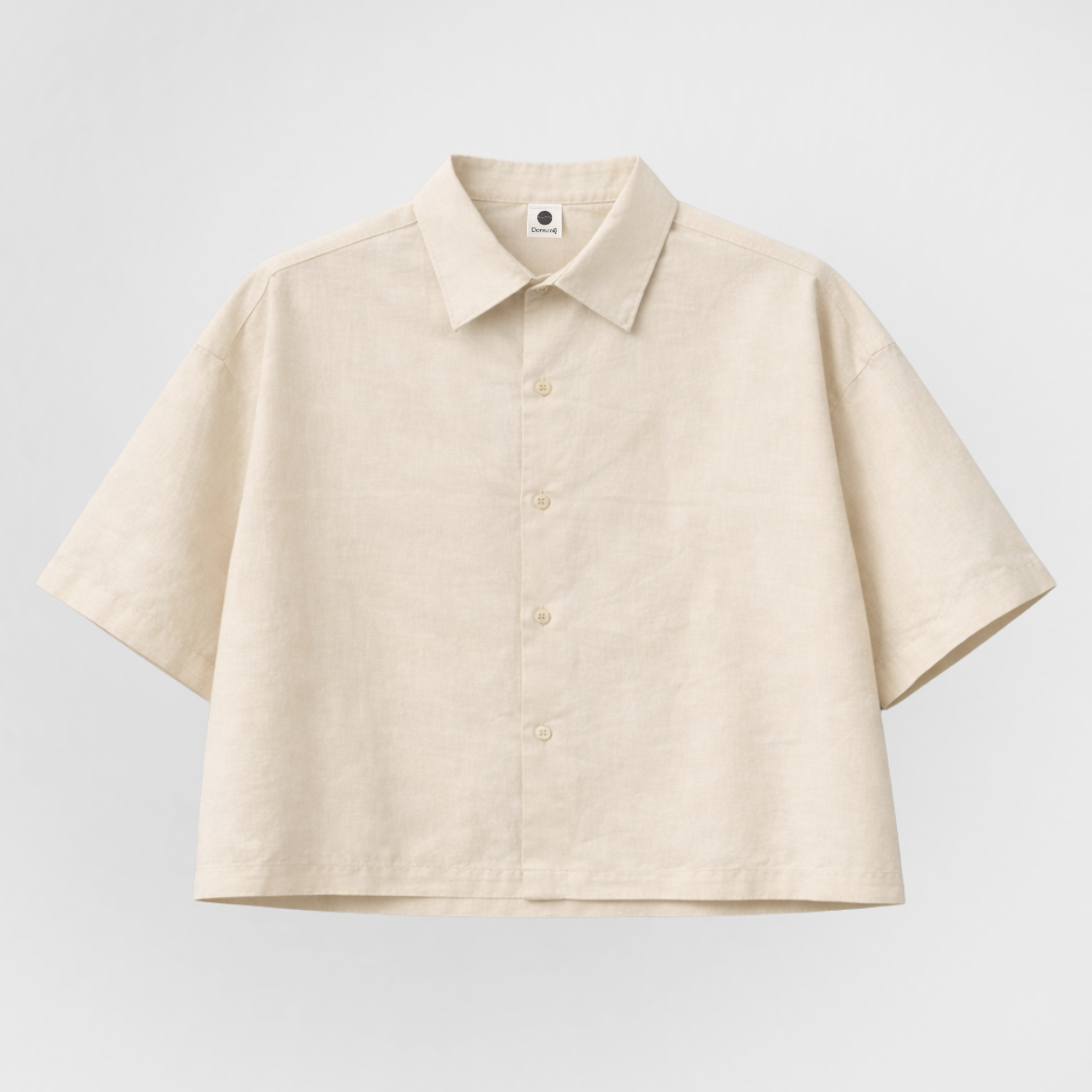 Cropped Oversized Linen Shirt