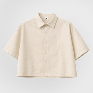 Cropped Oversized Linen Shirt