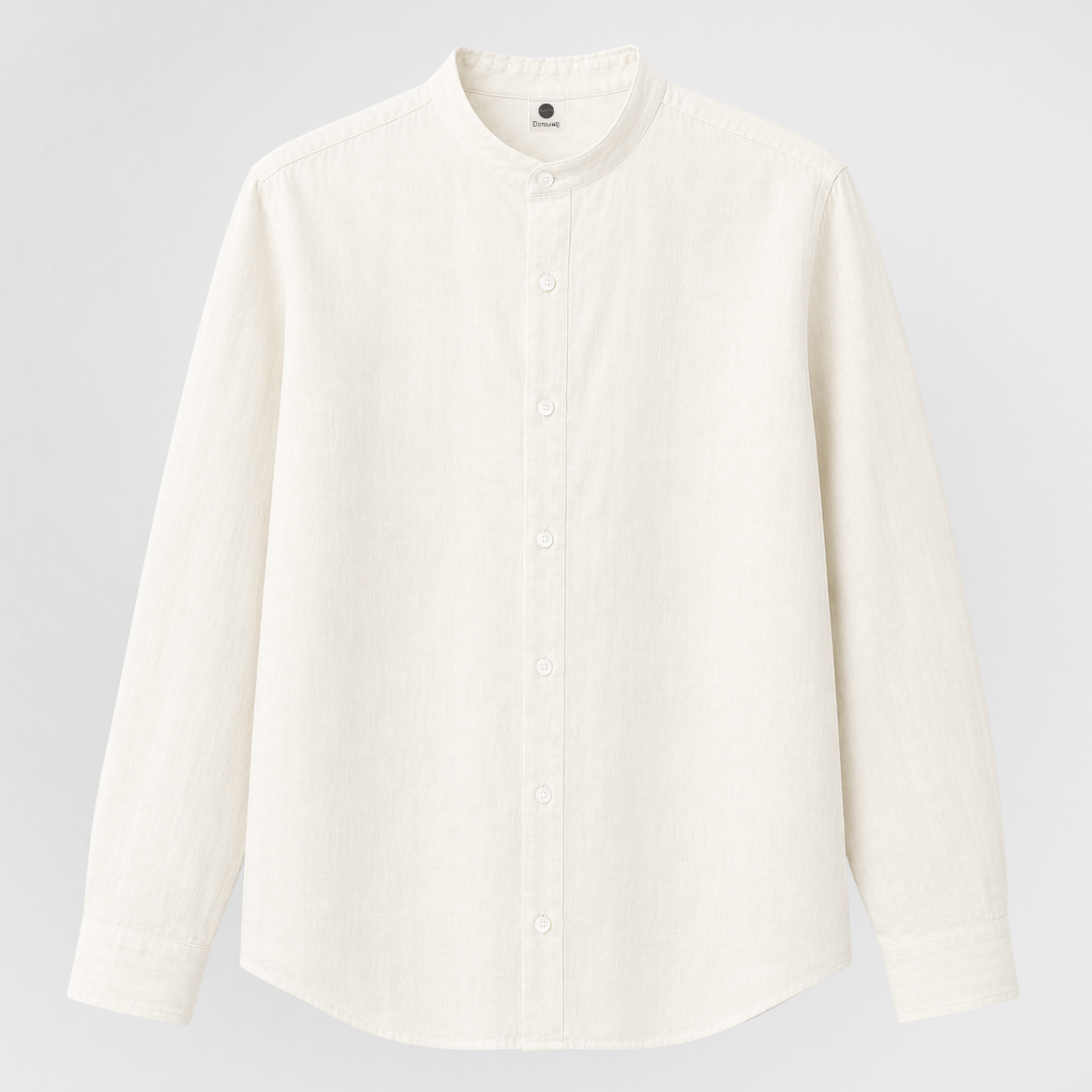 Relaxed Button Down Shirt Band Collar