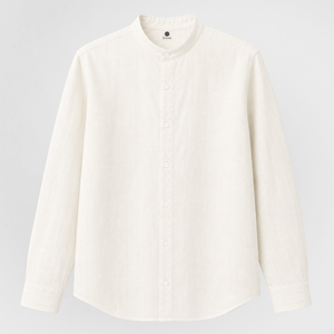 Relaxed Button Down Shirt Band Collar